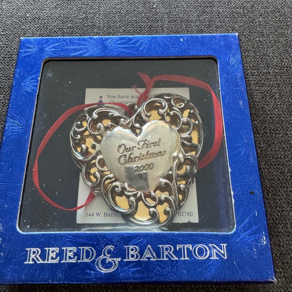 Reed & Barton Elegant Silver Ornament Our First Christmas 2000